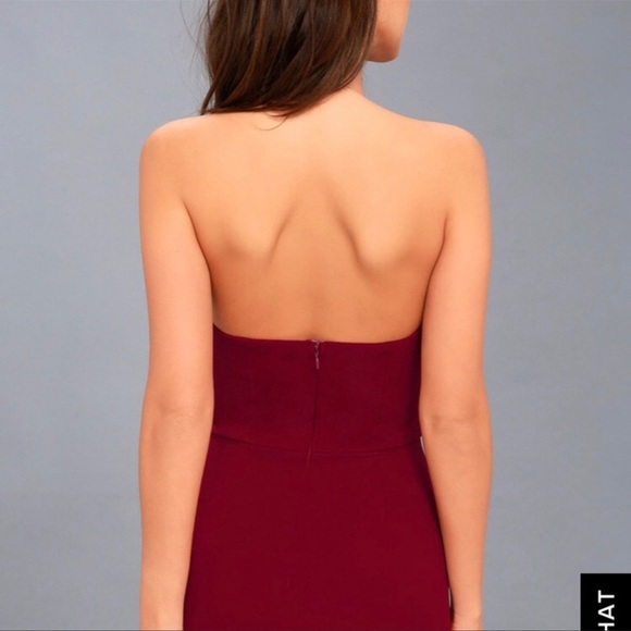 - NWT Lulus red wine halter bodycon midi dress - Picture 2 of 14
